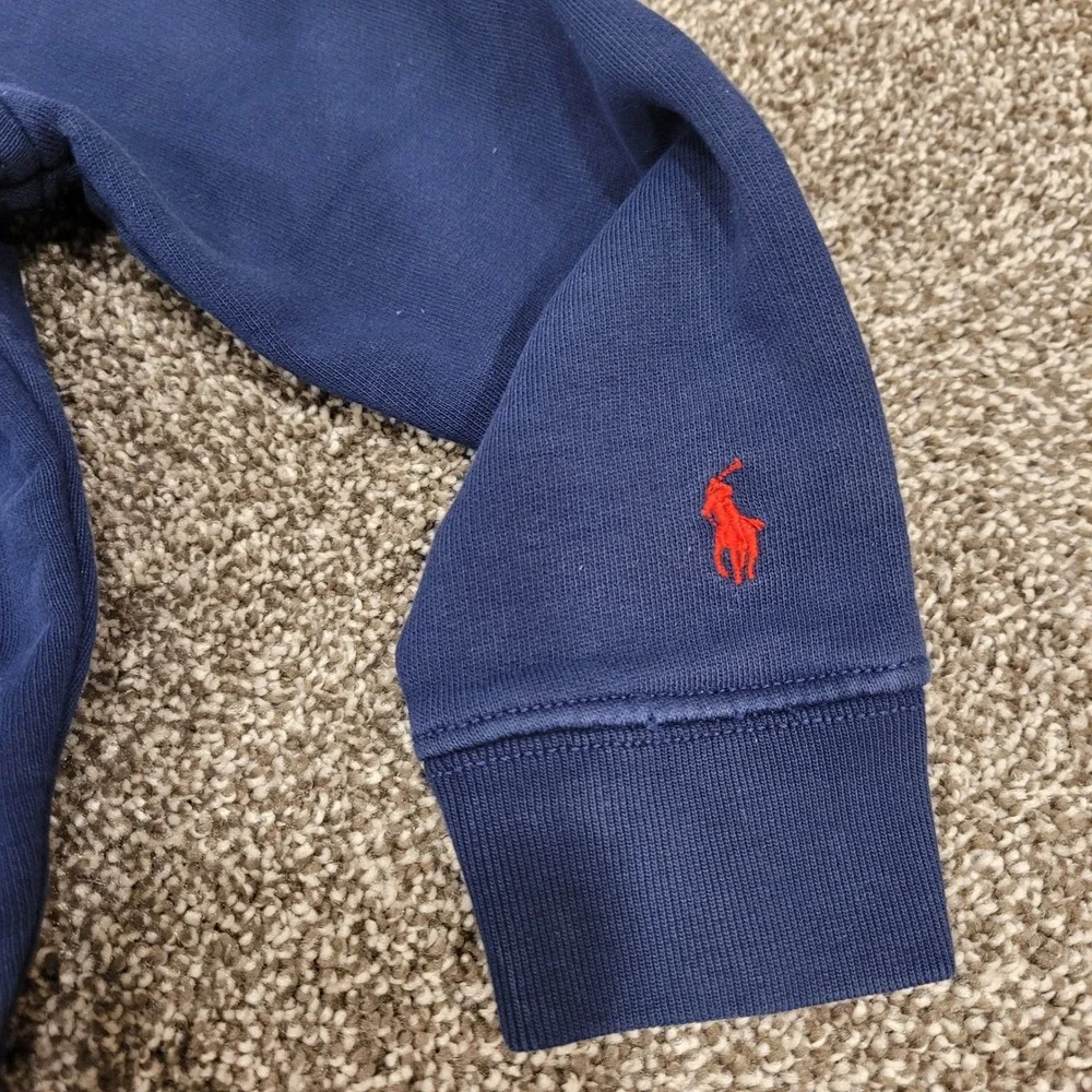Polo Ralph Lauren Kids Navy Blue Varsity Logo Bomber Snap Sweatshirt Jacket 4T